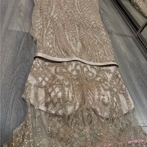 Elegant Sequin Embellished Gown Rose Gold